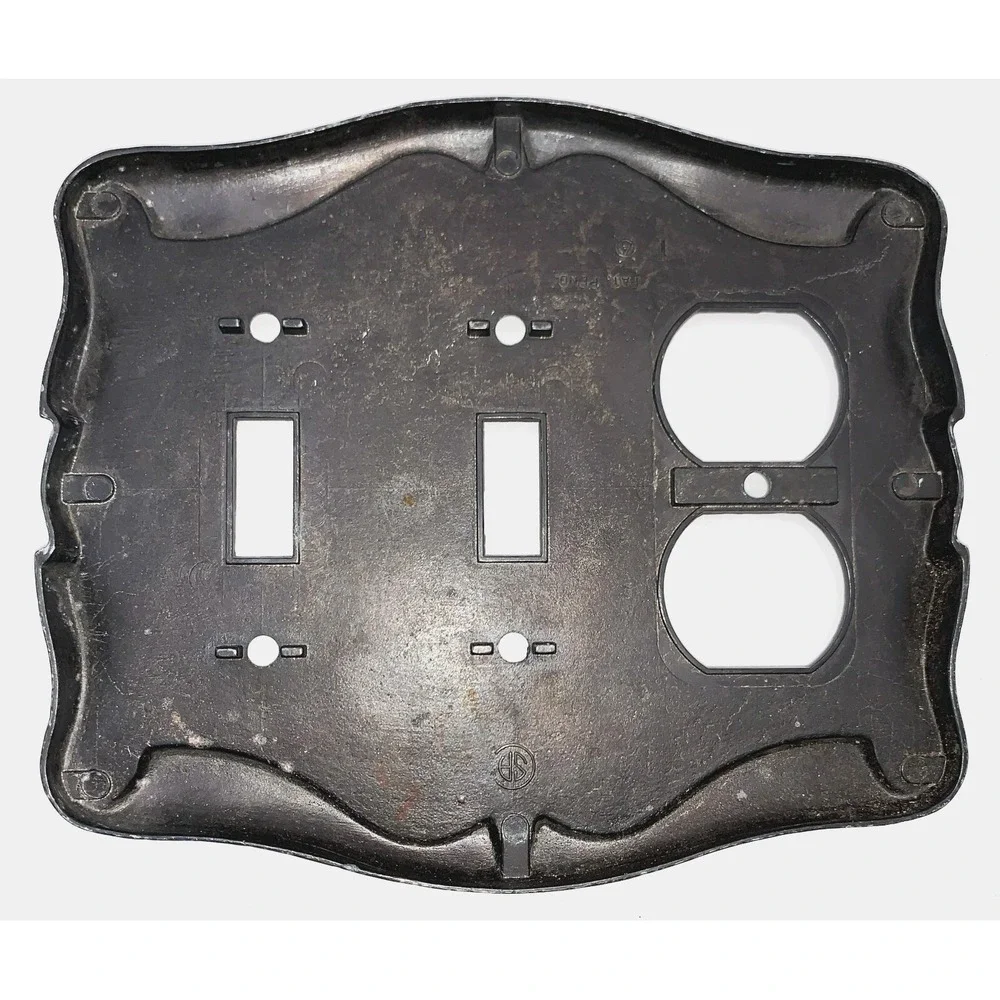 2 Amerock '71 Brass Carriage House Switch Cover Plates Silv/Blk Castle Core Goth